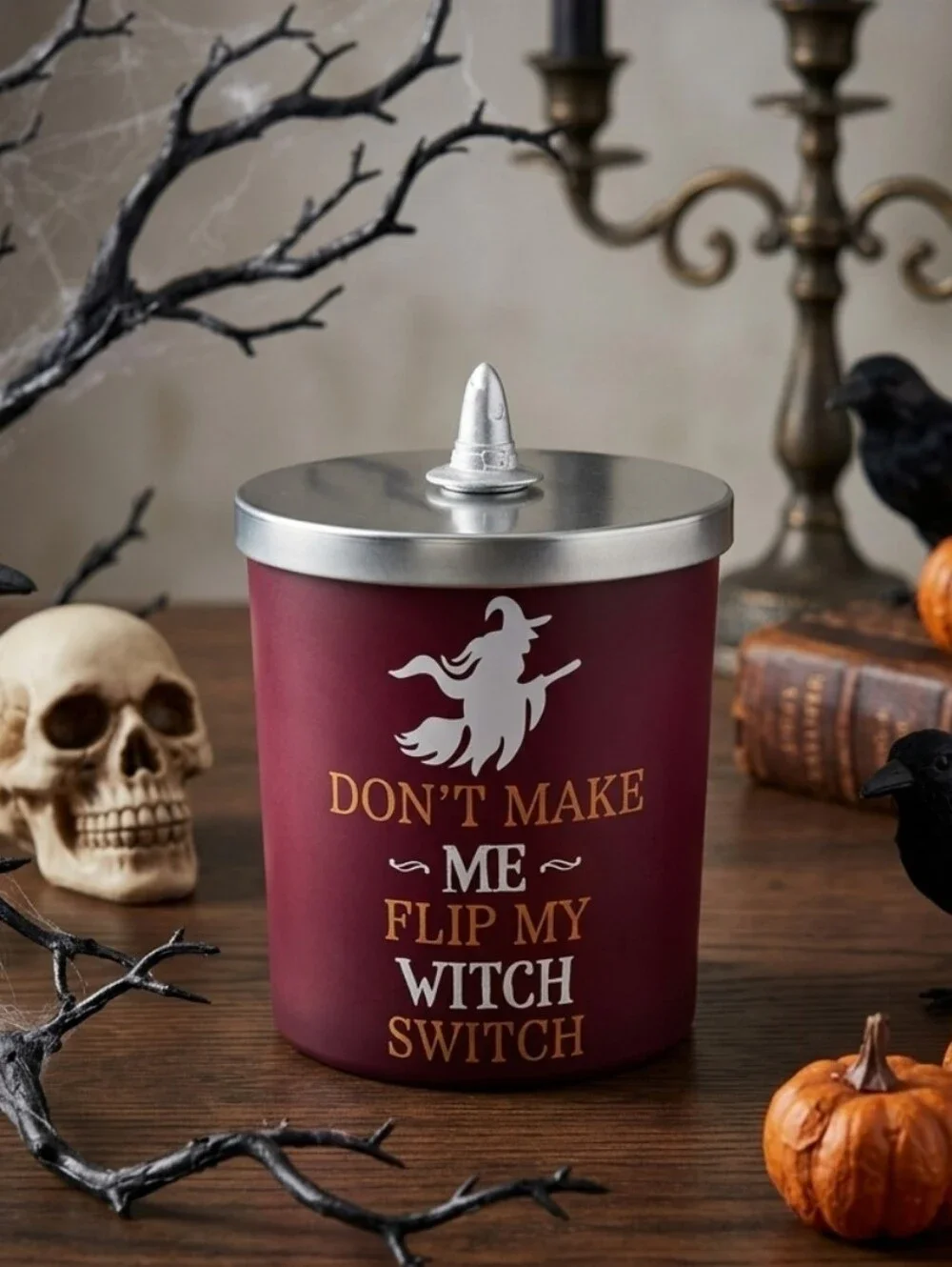 Purple Witch-Themed Scented Candle - Don't Make Me Flip My Witch Switch